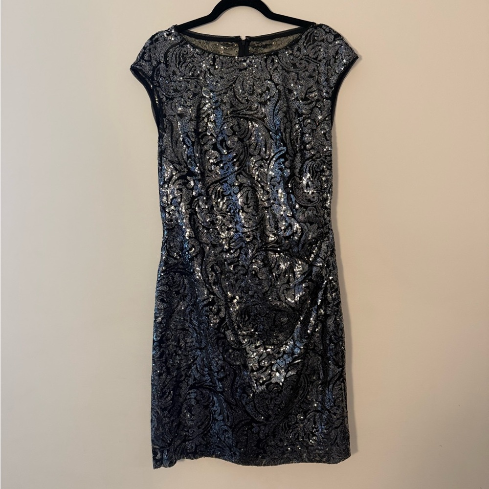 Ralph Lauren Black and Silver Patterned Mini Dress